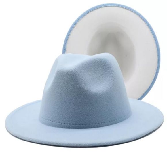 Accessories - Sky Blue with white base Fedora Hat
